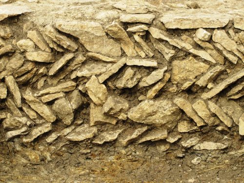 nassington excavation - roman herring bone foundation