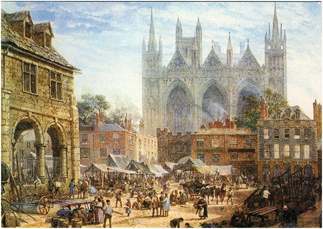 Peterborough Market Square in 1864 - LouiseRayner