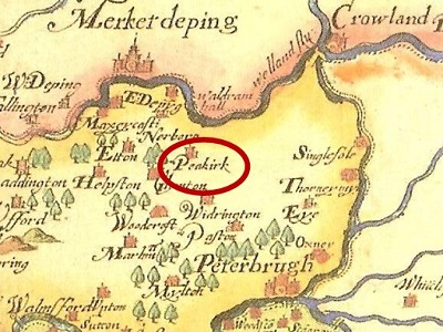 Peakirk Map - Christopher Saxton 1576